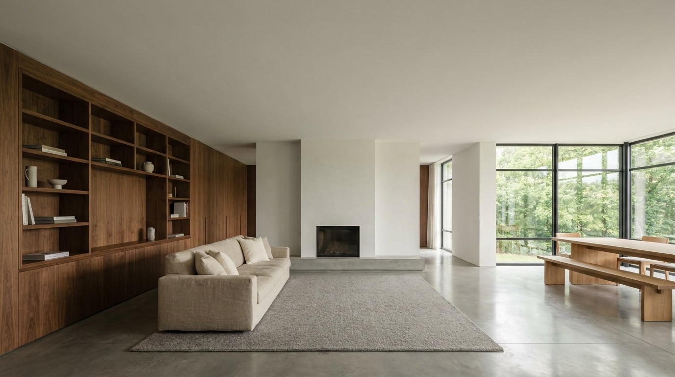 An open living and dining space