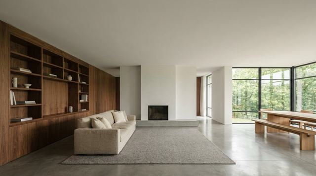 An open living and dining space